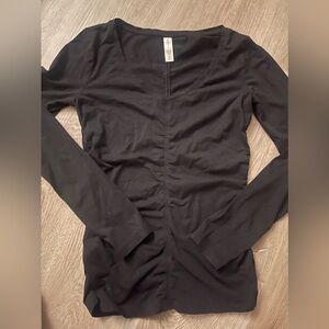 Ruched front long sleeve v neck